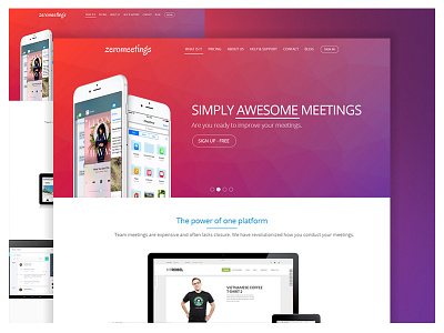 Zero Meeting elegant gradient landing page minimal scrolling typography ui ux web