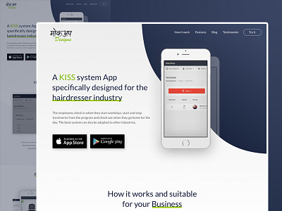 Mobile app Landing page Mockup design app branding hairdresser industry landing page mobile typography ui ux website