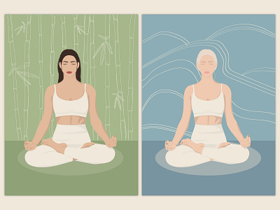 Yoga Posters design girl graphic design illustration poster yoga