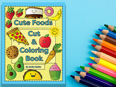 Cute Foods Cut & Coloring Book book design illustration print vector