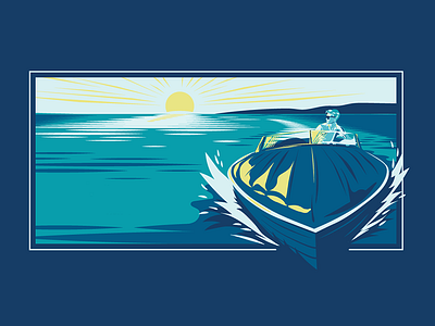 On A Boat adobe draw boat illustration vector vector illustration