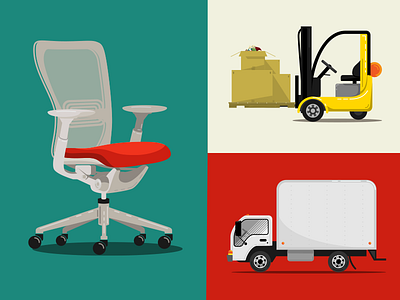 Animation Pieces animation chair forklift illustration truck vector vector illustration