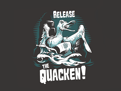 Fun with Puns adobe draw duck illustration release the kraken screen print t shirt vector illustration