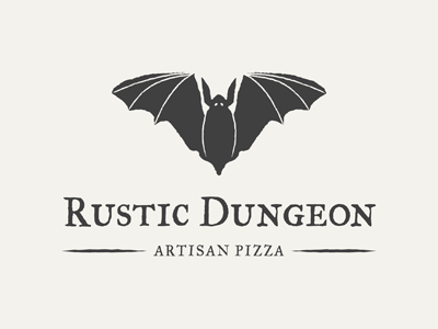 Rustic Dungeon Logo artisan bat logo pizza