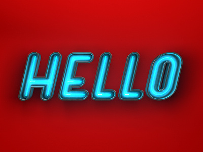 Hello 3d c4d neon render typography