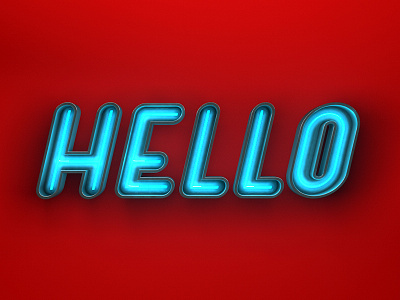 Hello 3d c4d neon render typography