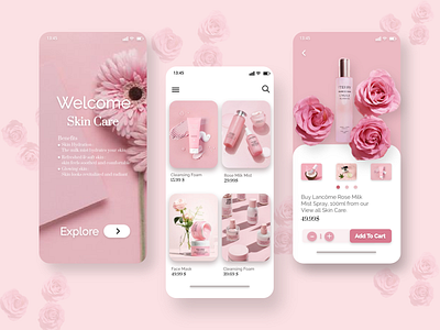 Skin Care App adobe xd app design flowers skincare products ui ux