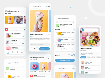 Ice Cream Mobile App application clean design creative app design graphic design ice cream app design ice cream mobile app design mobile app uiux design