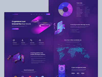 Cryptoland Landing Page adobe xd crypto cryptoland figma graphic design landing page lending page product design template ui ui ux uiux ux web design web site xd