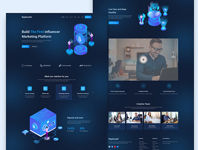 Ryptocash Landing Page adobe xd crypto figma landing page product design ryptocash template ui ui ux uiux uiux design ux web design web site