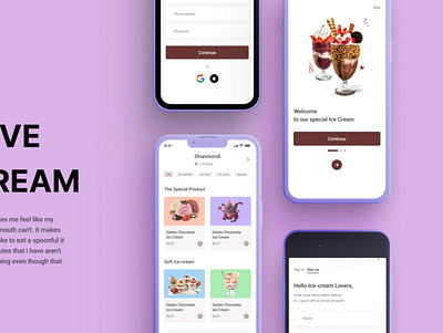 Ice-cream app Design adobe xd app design figma ice cream ice cream app ios iphone app mobile app product design ui uiux user interface ux