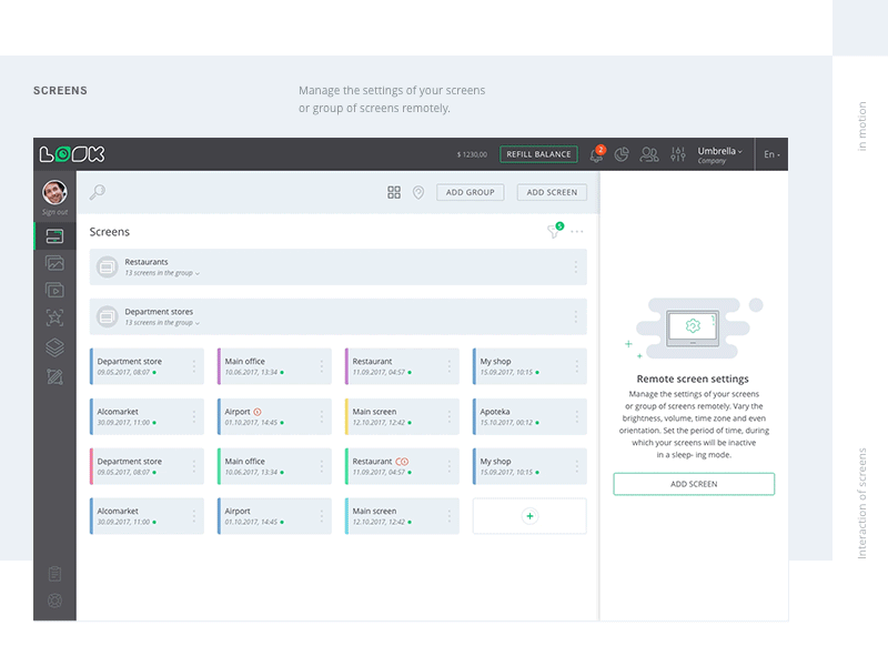 Look Content Manager cms content manager dashboard digital signage interface ui ux web