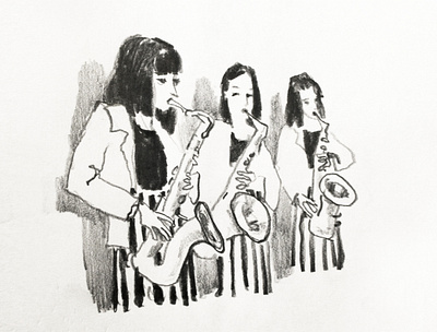 Saxophonists doodle draft drawing graphic illustration musicians pencil people portrait saxophonists sketch sketchbook sketching