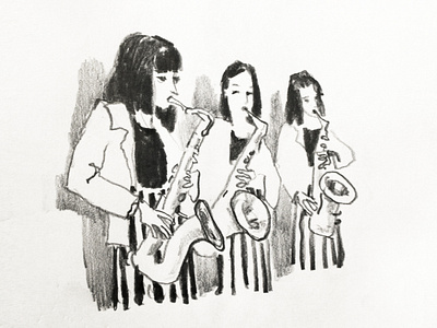 Saxophonists doodle draft drawing graphic illustration musicians pencil people portrait saxophonists sketch sketchbook sketching