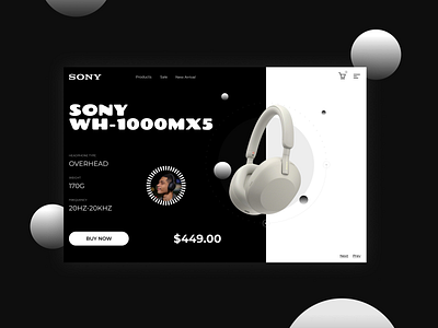 SONY headphones landing page concept V1 design headphones landing page sony ui ux visual design