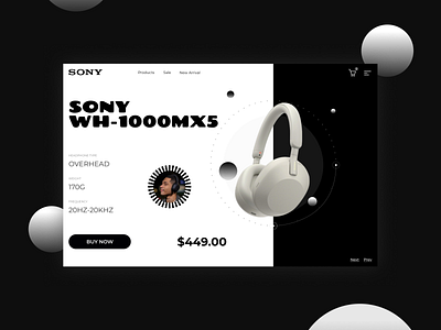 SONY headphones landing page concept V2 design headphones landing page sony ui ux visual design website