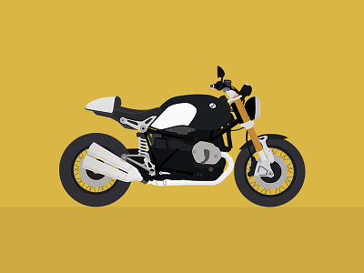 BMW R NINET • Poster bmw flat illustration motorcycle ninet poster vector