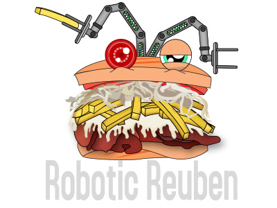 Robotic Reuben character design food meanie panini