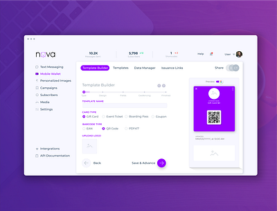 Nova Digital Marketing Platform api app campaigns card designer design gpay graphic designer logo media icon mobile wallet nova platform product design progress bar subscribers texting icon ui user ux design web design