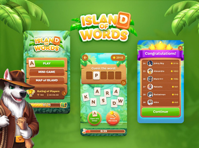 Island of words app design game logo mobile ui
