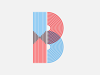 B b letter lines over print overlay pattern typography