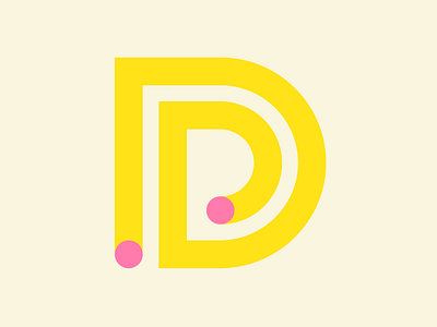 D continuous d letter lines tube typography