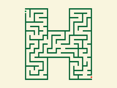 H h letter lines maze pattern typography