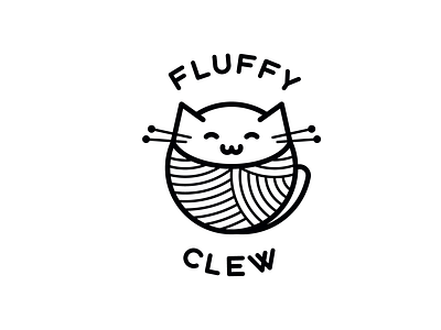 Fluffy Clew logo brand branding cat cat kitten cat logo clew cute design logo