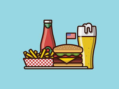 AMERICAN LUNCH beer hamburger