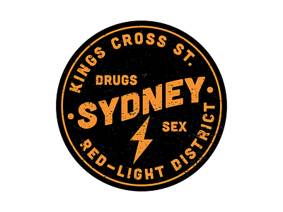 KINGS CROSS SYD badge black orange patch sydney