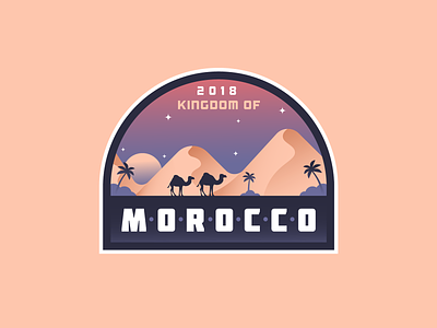 MOROCCO BADGE badge camel camels desert dune illustration marocco marrakech morocco night patch sand