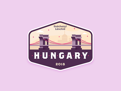 HUNGARY BADGE 2018 badge badge design bridge budapest hungarian hungary river skyline