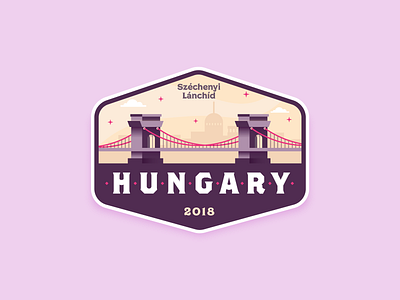 HUNGARY BADGE 2018 badge badge design bridge budapest hungarian hungary river skyline