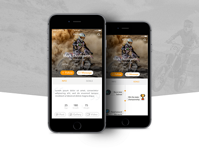 iOS app "Extreme sport " (social profile) cross bike extreme ios sketch social profile sport