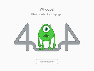 #Daily UI #008 - 404 Page 008 404 404 error 404 page broke page daily ui error error page mike wazowski monsters inc