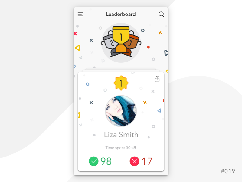 #Daily Ui #019 - Leaderboard cup trophy winner test leaderboard 019 dailyui