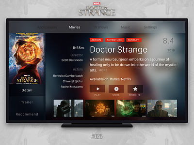 #Daily UI #025 - Tv App 025 apple tv cinema dailyui doctor strange film marvel movie strange tv tv app tv os