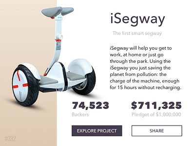 #Daily Ui #032 - Crowdfunding Campaign 032 crowdfunding crowdfunding campaign dailyui segway