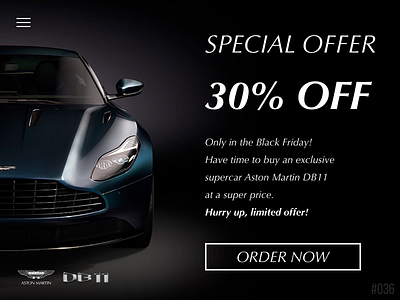 #Daily UI #036 - Special Offer 036 aston martin dailyui db11 special offer