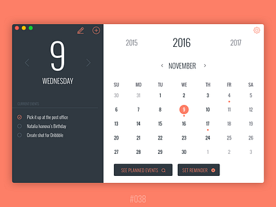 #Daily UI #038 - Calendar