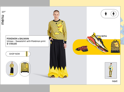 POKEMON X BALMAIN concept design fashion modern ui ux