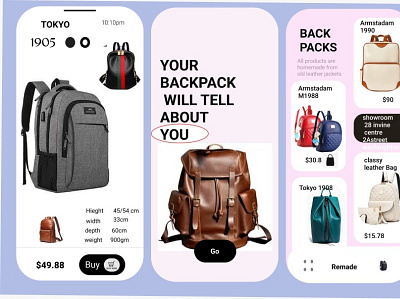 Backpack mobile screen app redesign 3d branding design graphic design illustration motion graphics typography vector