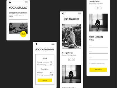 Yoga Studio Landing page design layout mobile ui ux web design