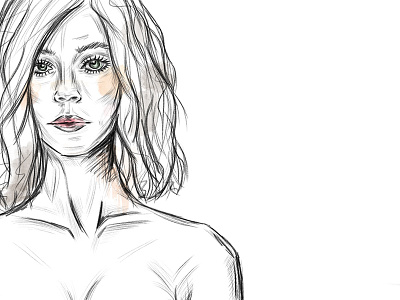 naturalistic woman II accents aquarell artwork digital naturalistic pencil woman