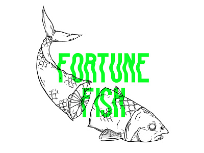 Fortune Fish and black cookie fish fortune ink new stickermule liquid font stickers white