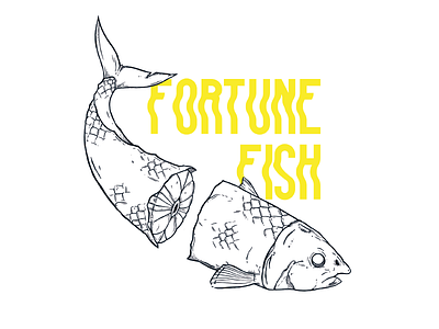 fortune fish animals fish illustration ink typo