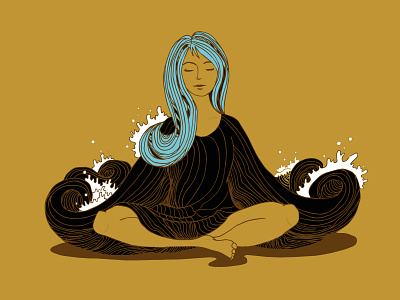 Watercourse woman illustration logo meditation mindfulness vector water waves woman