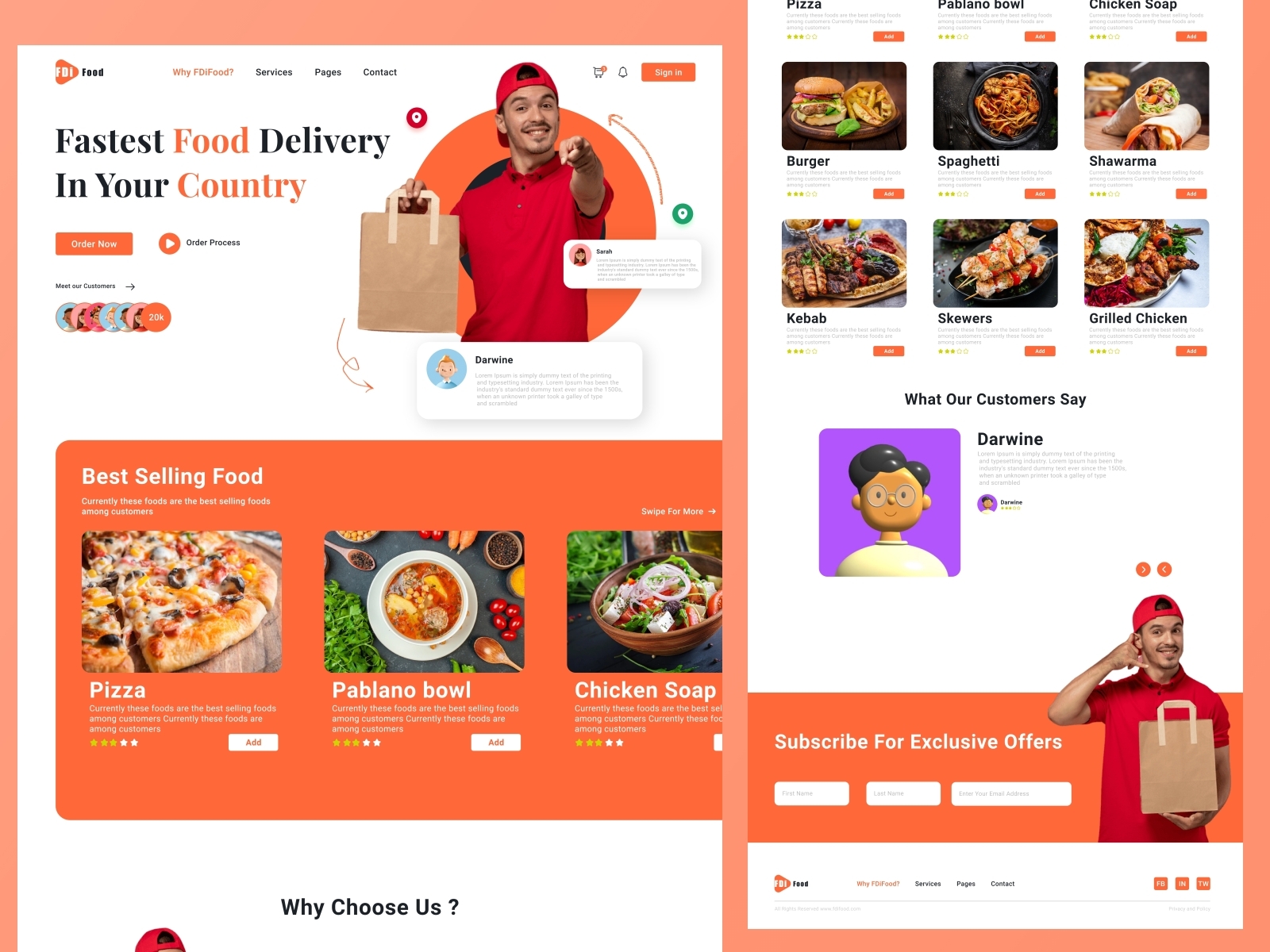 Food landing page design by Hamzarja on Dribbble