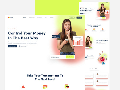 Online banking landing page design banking figma landing page money sketch transactions ui user experience user interface ux xd