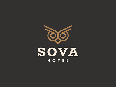 Sova Hotel - logo branding brown design gold hotel identity logo logos owl symbol